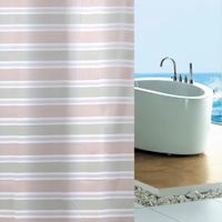 Cortina de Baño con Aros Pitukasa 180x180cm Peva Rayas Gris Beige