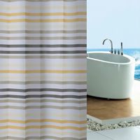 Cortina de Baño con Aros Pitukasa 180x180cm Peva Rayas Naranja