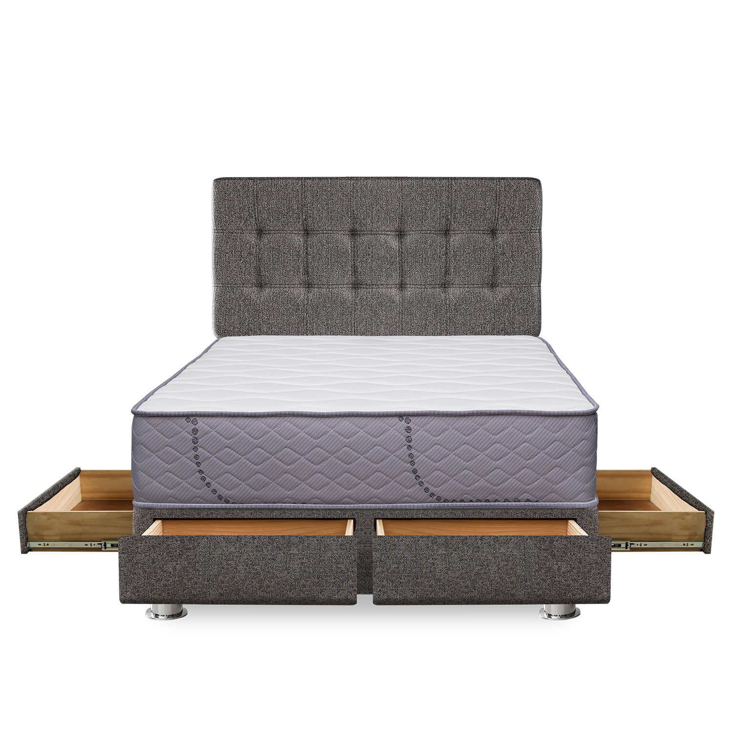 Dormitorio 4 Cajones FORLI Capella 2 Plz + 2 Almohadas Viscoelásticas + Protector