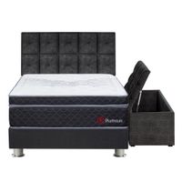 Juego de Dormitorio Forli Platinium Queen Tapizado + Baúl + Protector + Almohada
