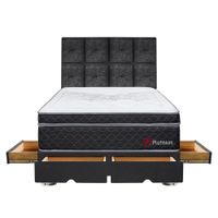 Dormitorio Platinium Con 4 Cajones 2 Plazas + Cabecera Kimiko + 2 Almohadas + 1 Protector