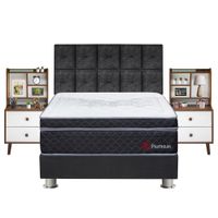 Domitorio Platinium Queen + Velador Repisa Fashion + Protector + Almohada