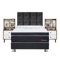 Domitorio Platinium 2 Plazas + Velador Repisa Fashion + Protector + Almohada