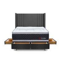 Dormitorio 4 Cajones Gris Golden King + 2 Almohadas + 1 Protector