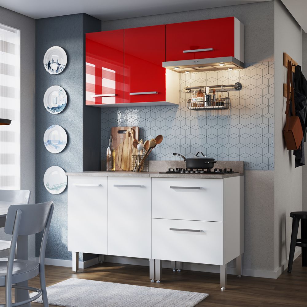 Mueble de Cocina Modular Orange para Microondas con Cajonera 140cm  Blanco/Nogueira - Promart