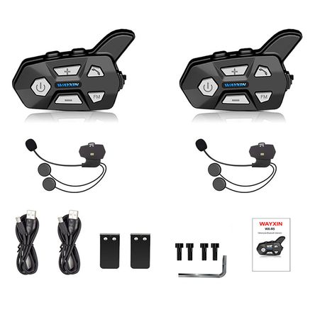 Intercomunicadores Para Casco De Motocicleta Wayxin 2 Uds 1200M Bt Auriculares Interfono Inalámbrico