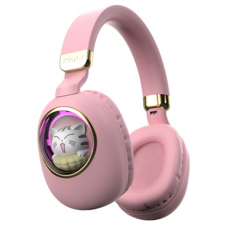 Auriculares Para Juegos Supraaurales Inalámbricos Con Atmósfera Colorida Rosa Claro