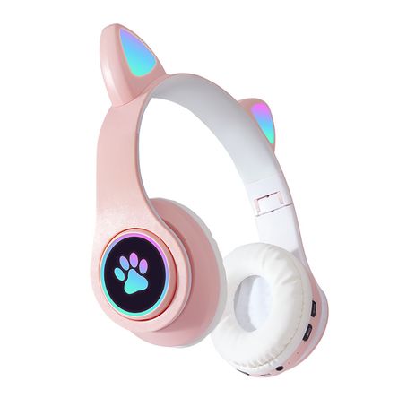 Auriculares Bluetooth Con Garras De Gato, Auriculares Para Juegos Montados En La Cabeza, Color Rosa