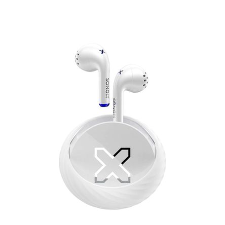 Auriculares Bt Con Micrófono Songx Sx08 X-Bass Altavoz De 13 Mm Con Estuche De Carga Blanco