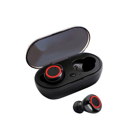 Auriculares Internos Inalámbricos De Música Con Micrófono Y50 Estuche De Carga De 450 Mah Negro Rojo