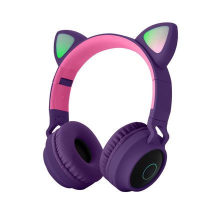 Auriculares Oreja Gato Resplandeciente Respirando Luces Púrpura Rosa