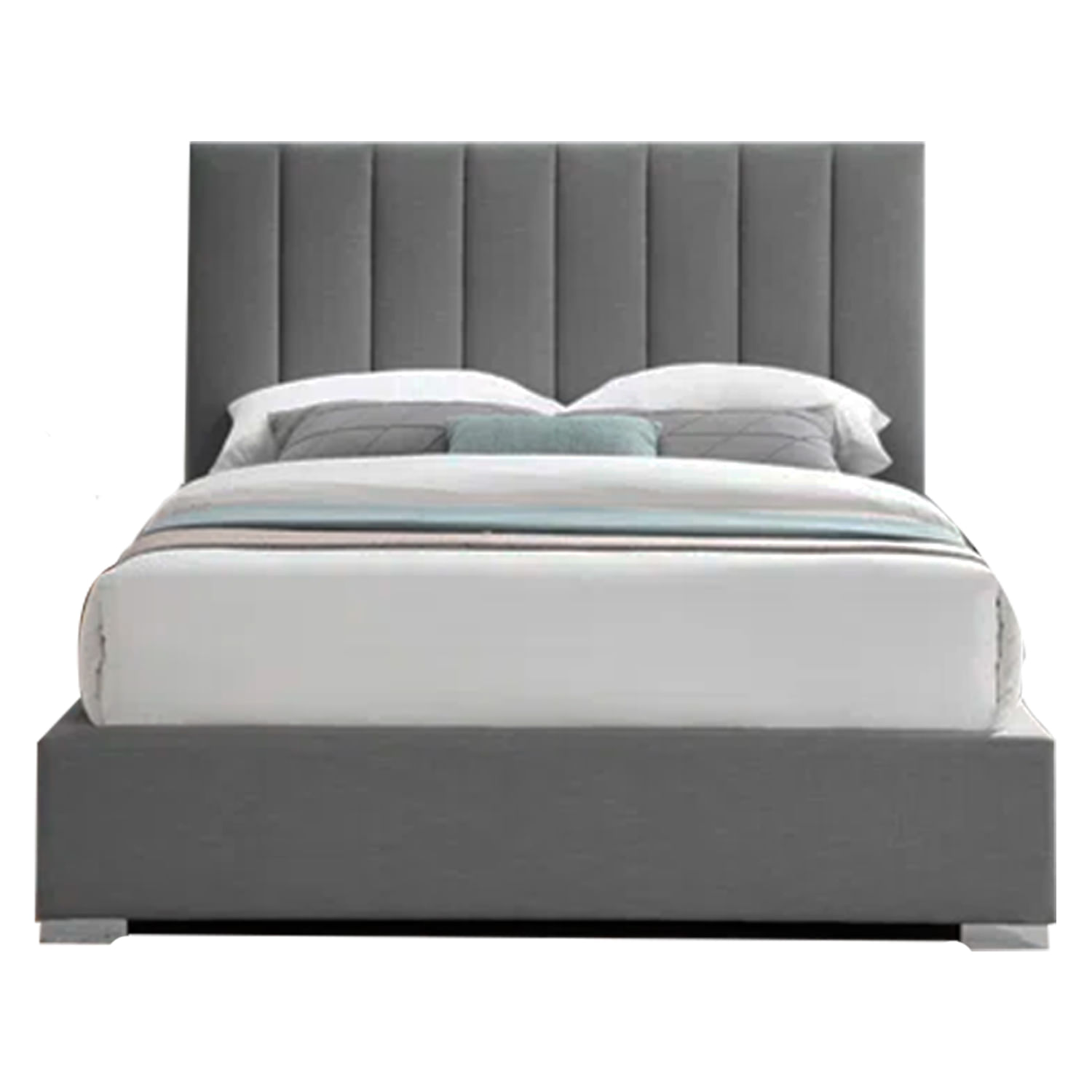 Cama Tapizada Listón LeMueble 2 Plz Plomo Oscuro