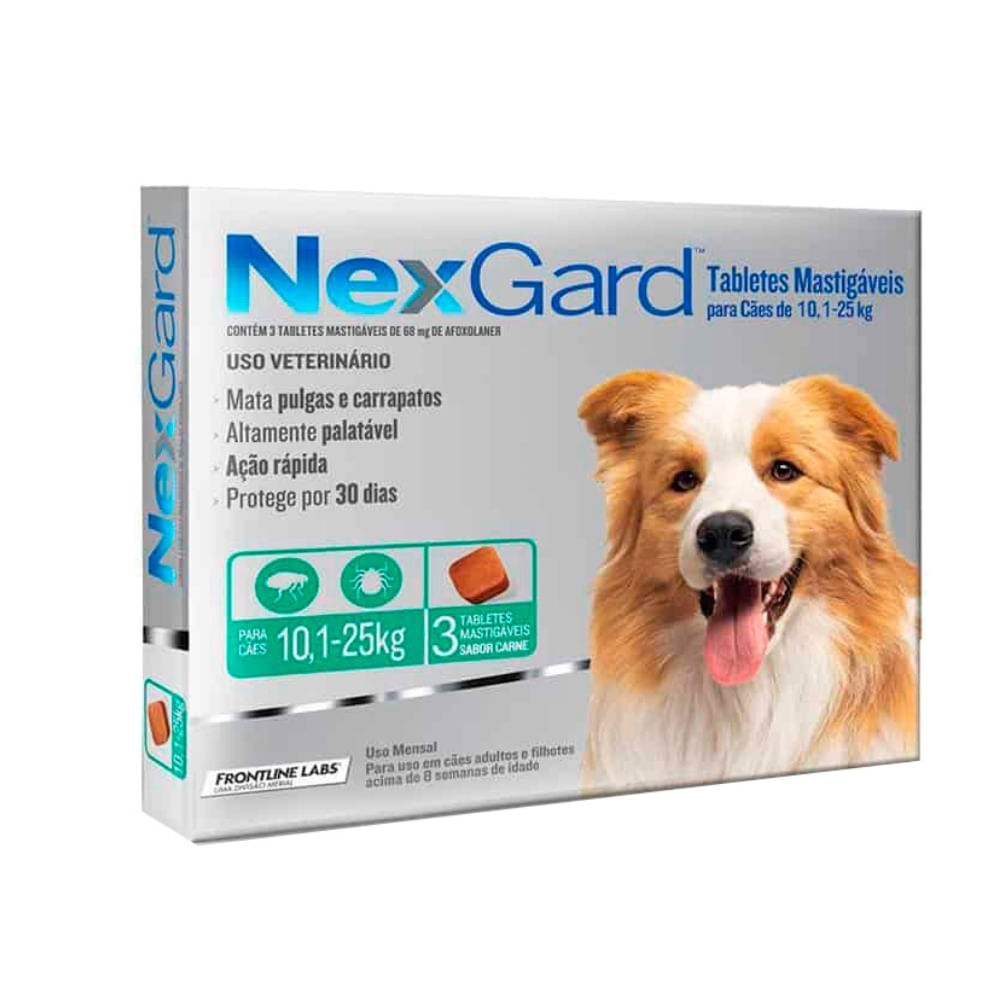 Antipulgas para Perros Nexgard de 10.1 a 20 Kg x 3 Tabletas