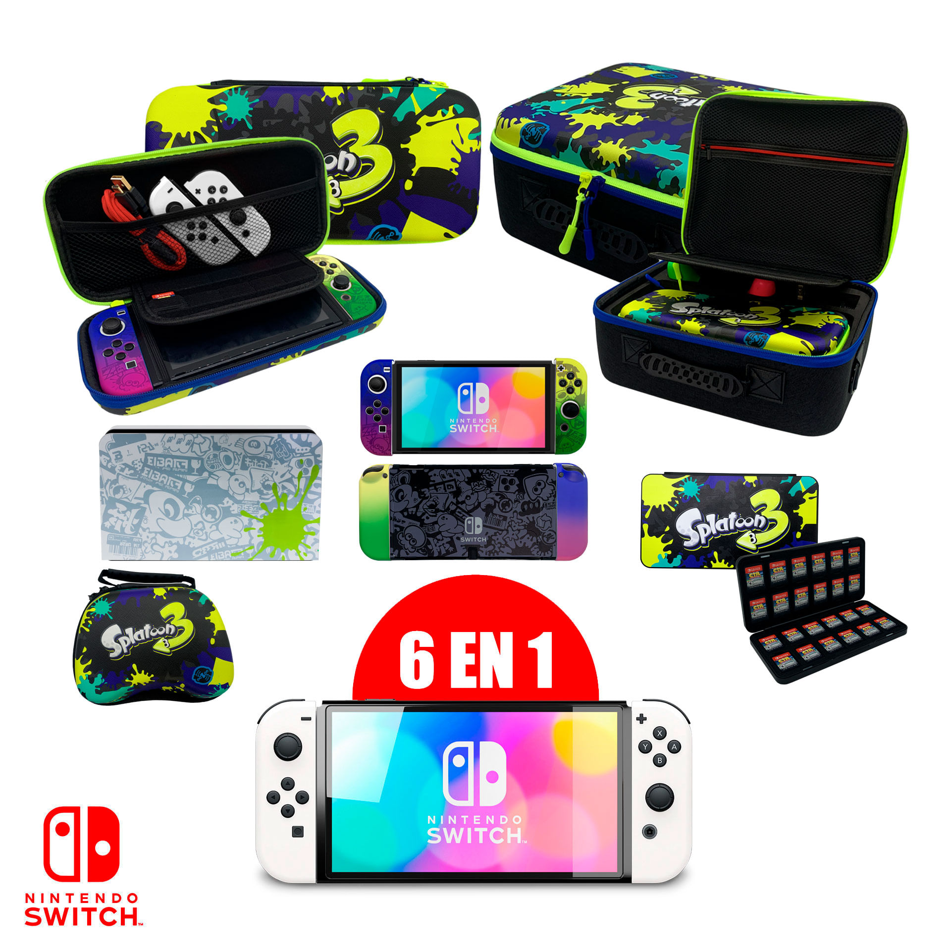 Superkit De Viaje Splatoon Nintendo Switch Oled 6 En 1