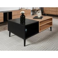 Mesa de centro 1 cajón + compartimentos Karim color Duna/Negro TU MESITA
