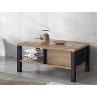Mesa de centro moderna 1 cajón Samanta color Macadamia/Negro TU MESITA