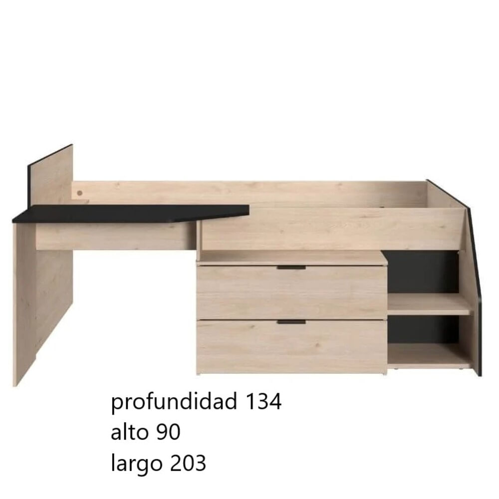 Cama juvenil 1 Plaza con escritorio 2 cajones Harris color Duna TU MESITA