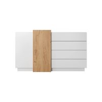 Cómoda moderna 2 puertas 4 cajones Laberry  color Blanco/Duna TU MESITA