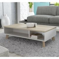 Mesa de Centro Vintage Gina 110cm Ventitas Home  Niebla y Blanco