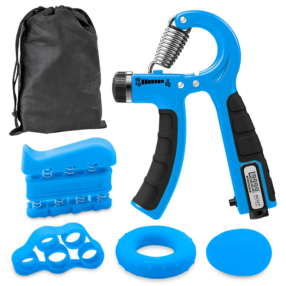 Kit Mancuernas de Mano Ajustable 60Kg Hand Grip 5 en 1 ST6 Azul - Promart