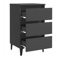 Velador Ashi 3 Cajones Color Negro Muebles Gaudi