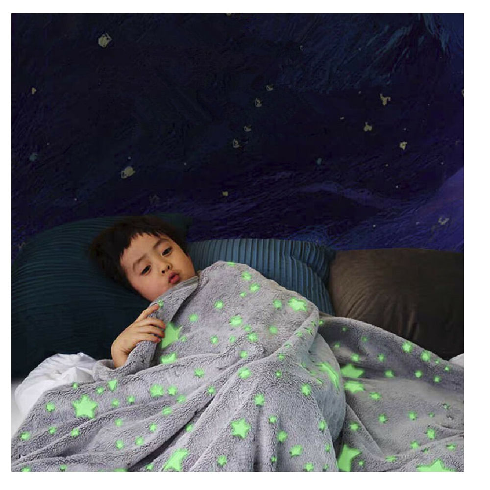 Manta Infantil Luminosa Diseño Arcoiris Gris 120 x 150cm