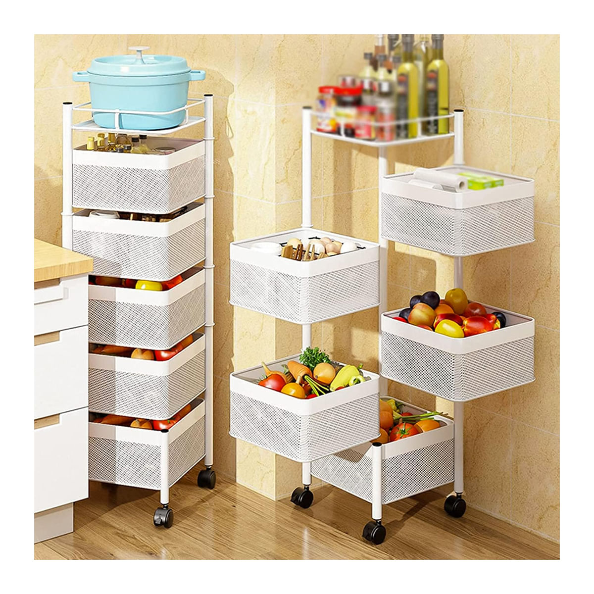 Estante Cesta Cocina Para Frutas Verduras Multifuncional 6 Niveles BC