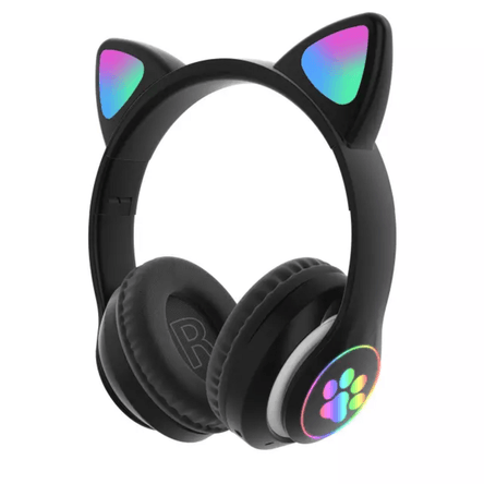 Aud fonos Gamer Gatito Gato Negro Bluetooth VZV 28M Promart