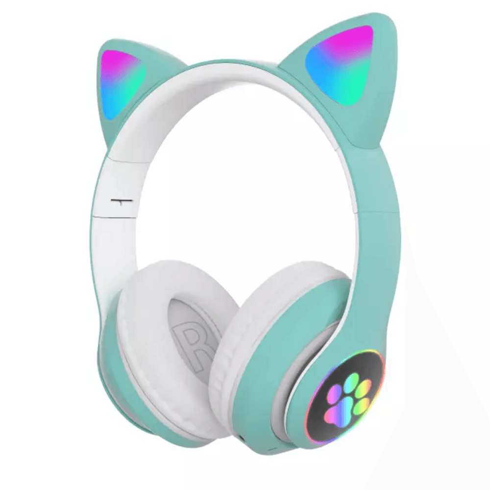 Audífonos Gamer Gatito Gato Verde Bluetooth VZV 28M