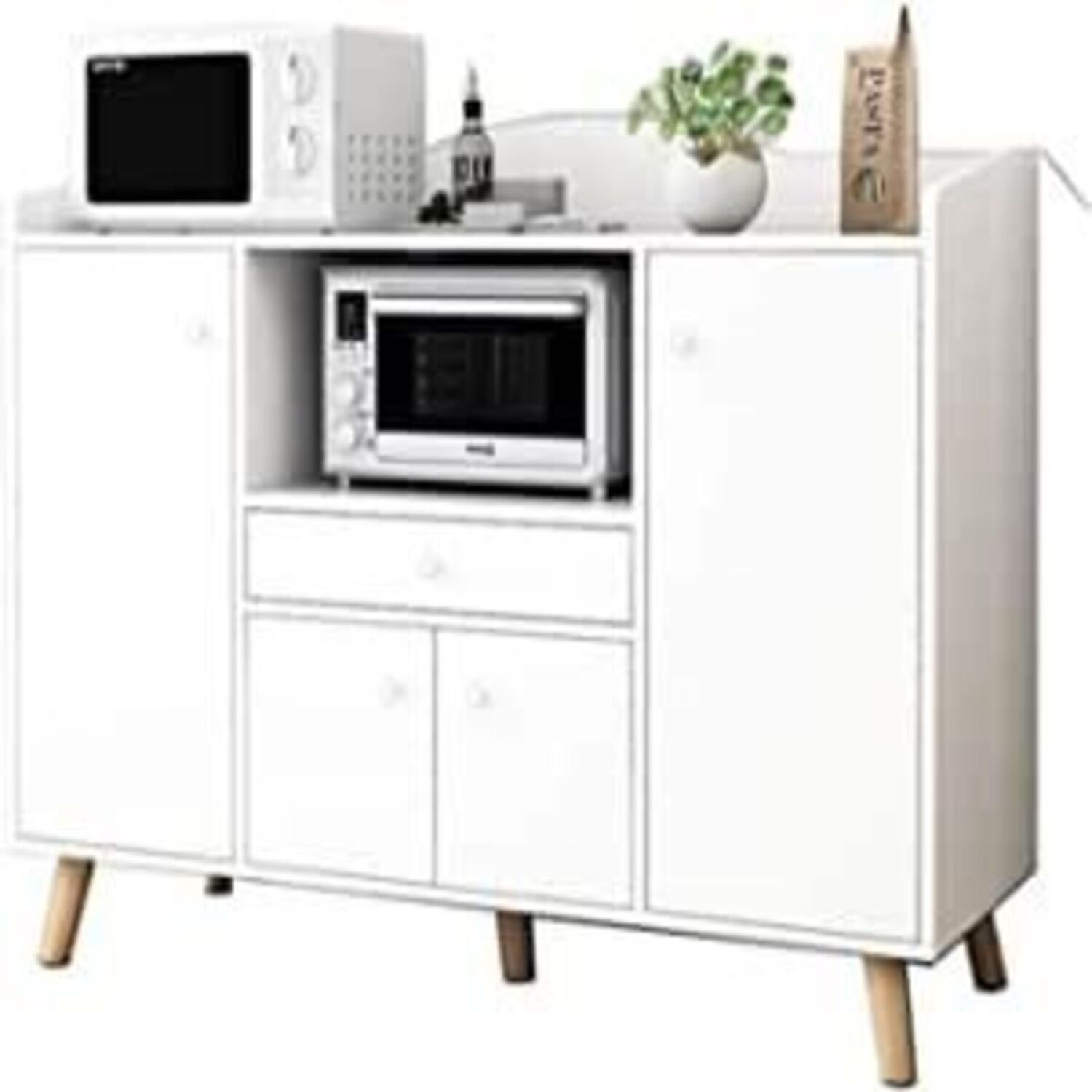 Mueble de Microondas Moderno James Blanco Largo 120 cm R&R MUEBLES