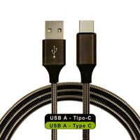 Cable USB A Tipo C 120cm Marca Munaiqui con Recubrimiento Metálico