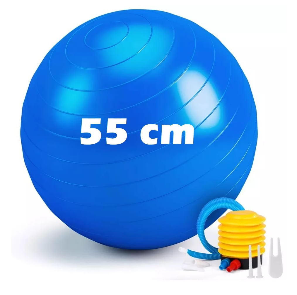 Pelota Yoga 55 cm con Inflador Genérico Azul