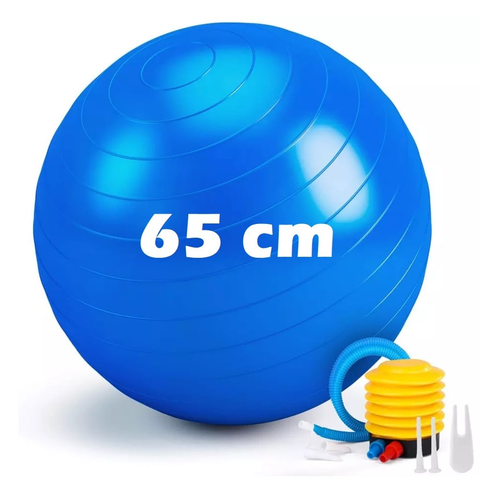 Pelota Yoga 65 cm con Inflador Genérico Azul