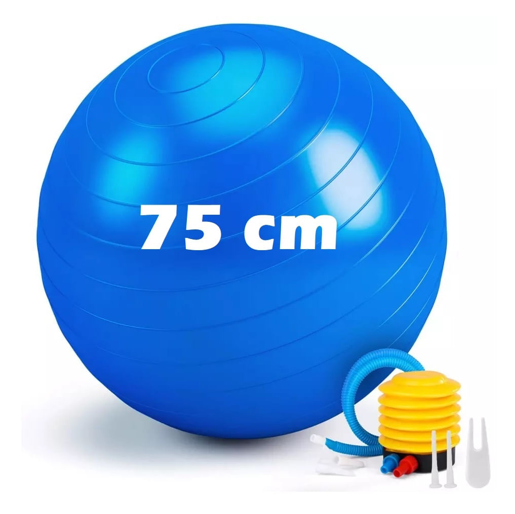 Pelota Yoga 75 cm con Inflador Genérico Azul