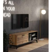 Mesa de TV rústica 1 puerta Africa color Marrón/Negro TU MESITA