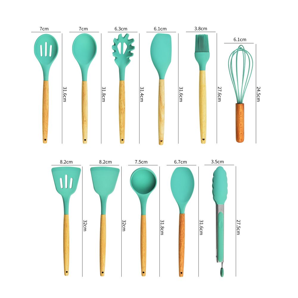 Set 12 Utensilios De Cocina Silicona Resistente Calor Juego Gris GENERICO