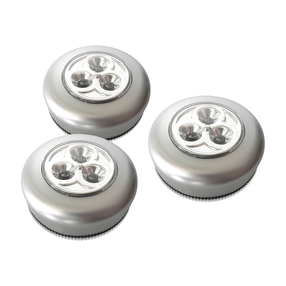 Luz de Toque X 3 + 9 Pilas AAA Macrotel Gris Plástico