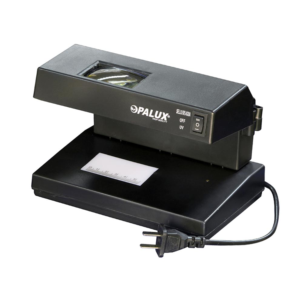 Detector de Billetes Opalux Modelo OP2138 Negro con Luz UV y Lupa