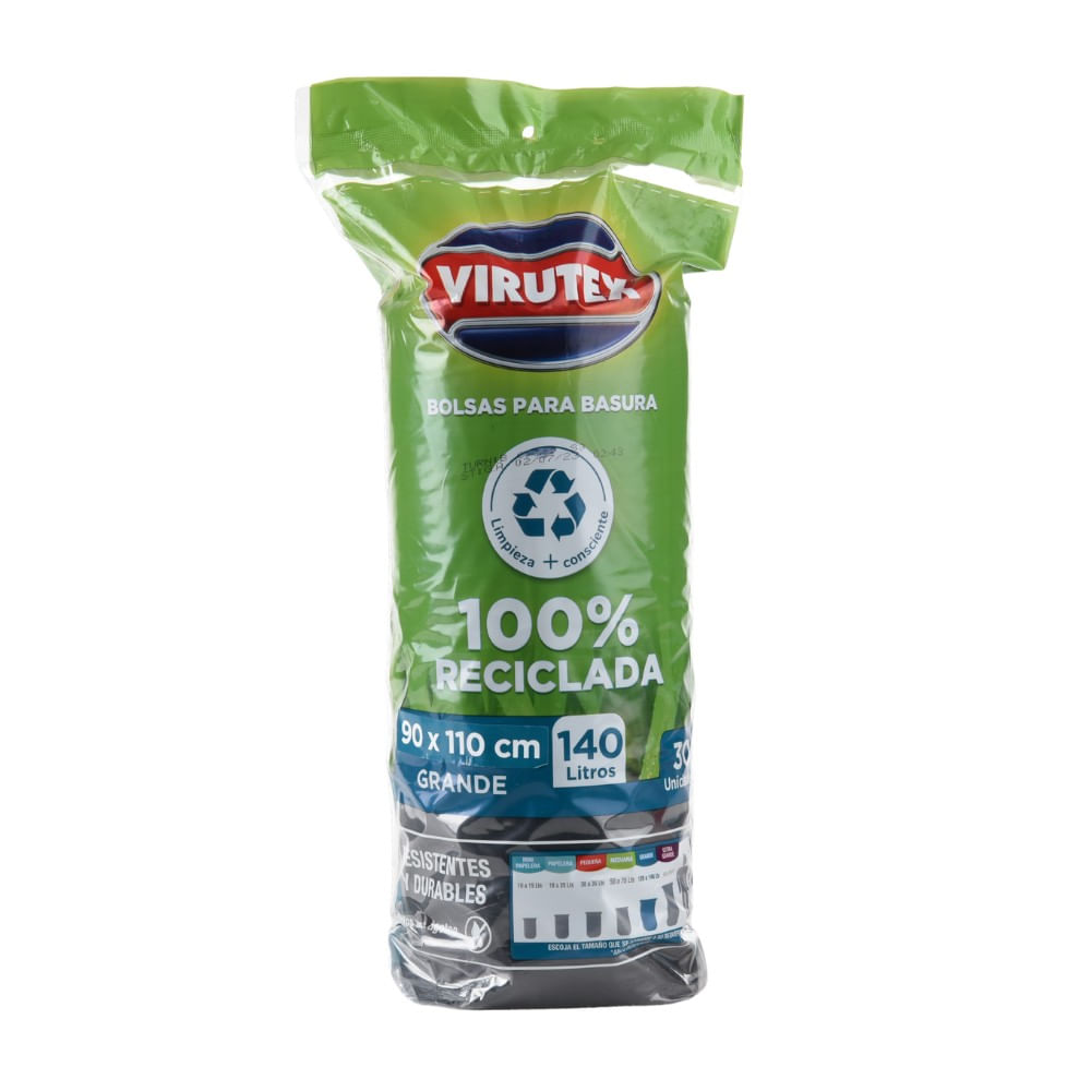 Bolsa negra de basura rollo 140l x 30 unidades Virutex