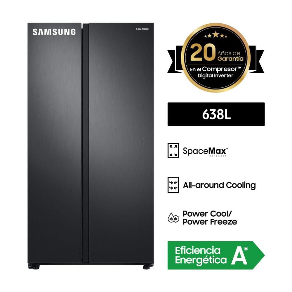 Refrigeradora No Frost Samsung Side By Side RS64T5B00B1/PE 638L Negro