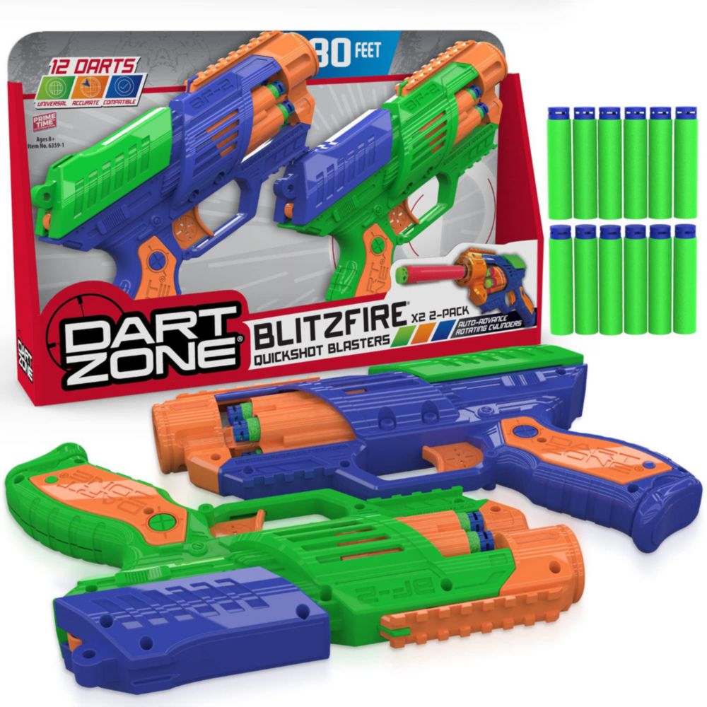 Lanzador Dart Zone Blitzfire Tiro Rapido Blaster Pack X2