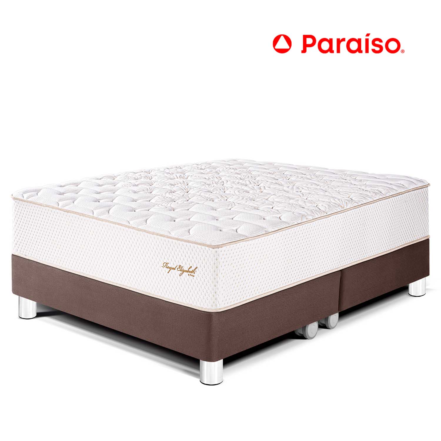 Cama Paraíso Royal Elizabeth Queen Chocolate + 2 almohadas viscoelásticas + protector