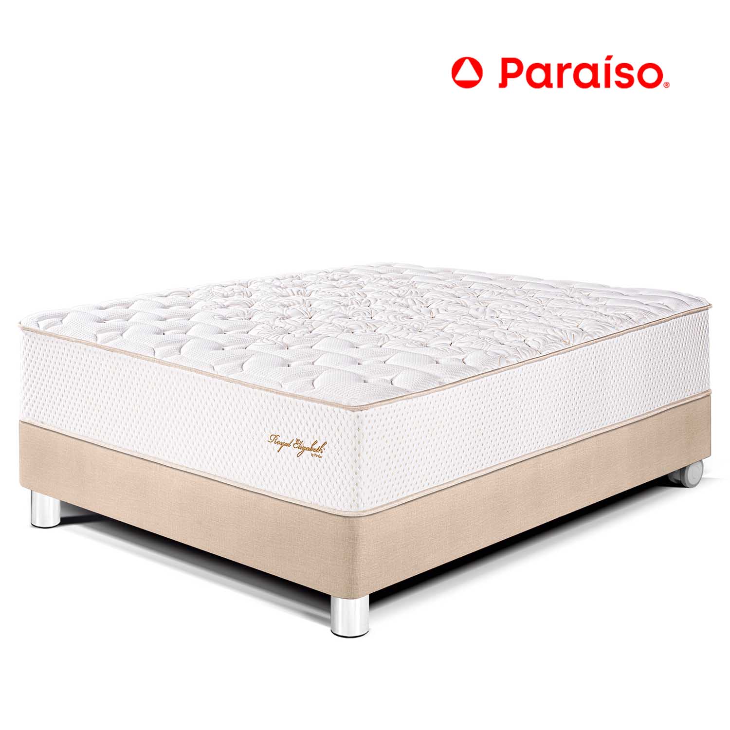 Cama Paraíso Royal Elizabeth 2 Plazas Champagne + 2 almohadas viscoelásticas + protector