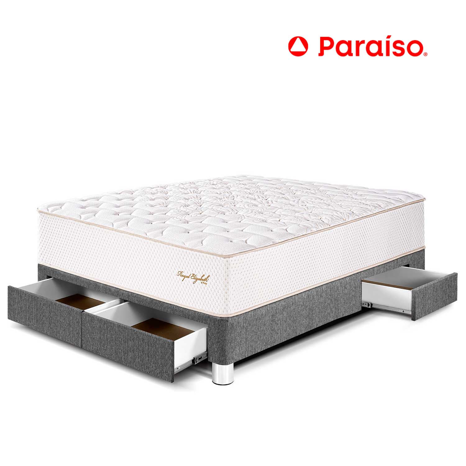 Cama Royal Elizabeth con cajones 2 Plazas + 2 almohadas viscoelásticas + protector