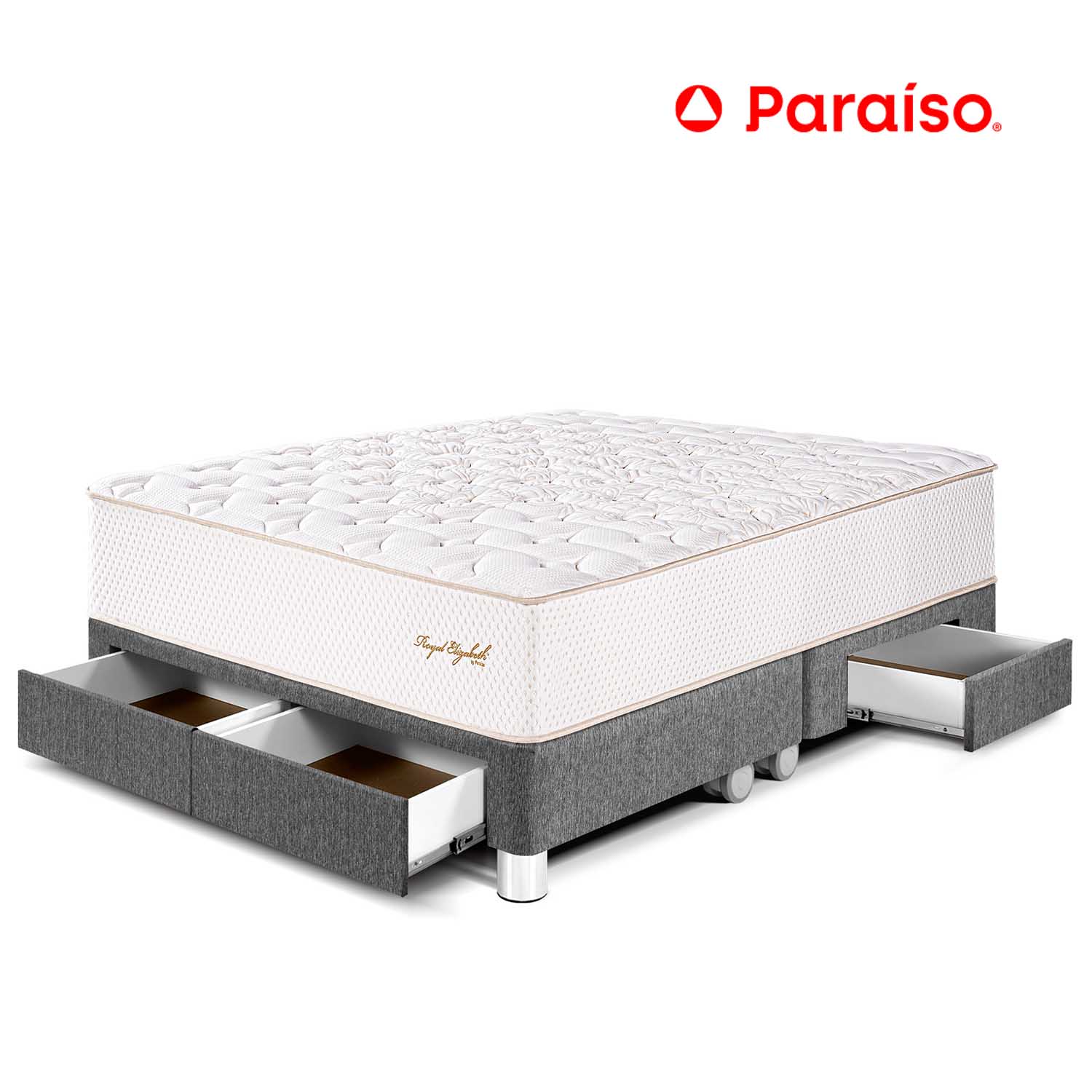 Cama Royal Elizabeth con cajones Queen + 2 almohadas viscoelásticas + protector
