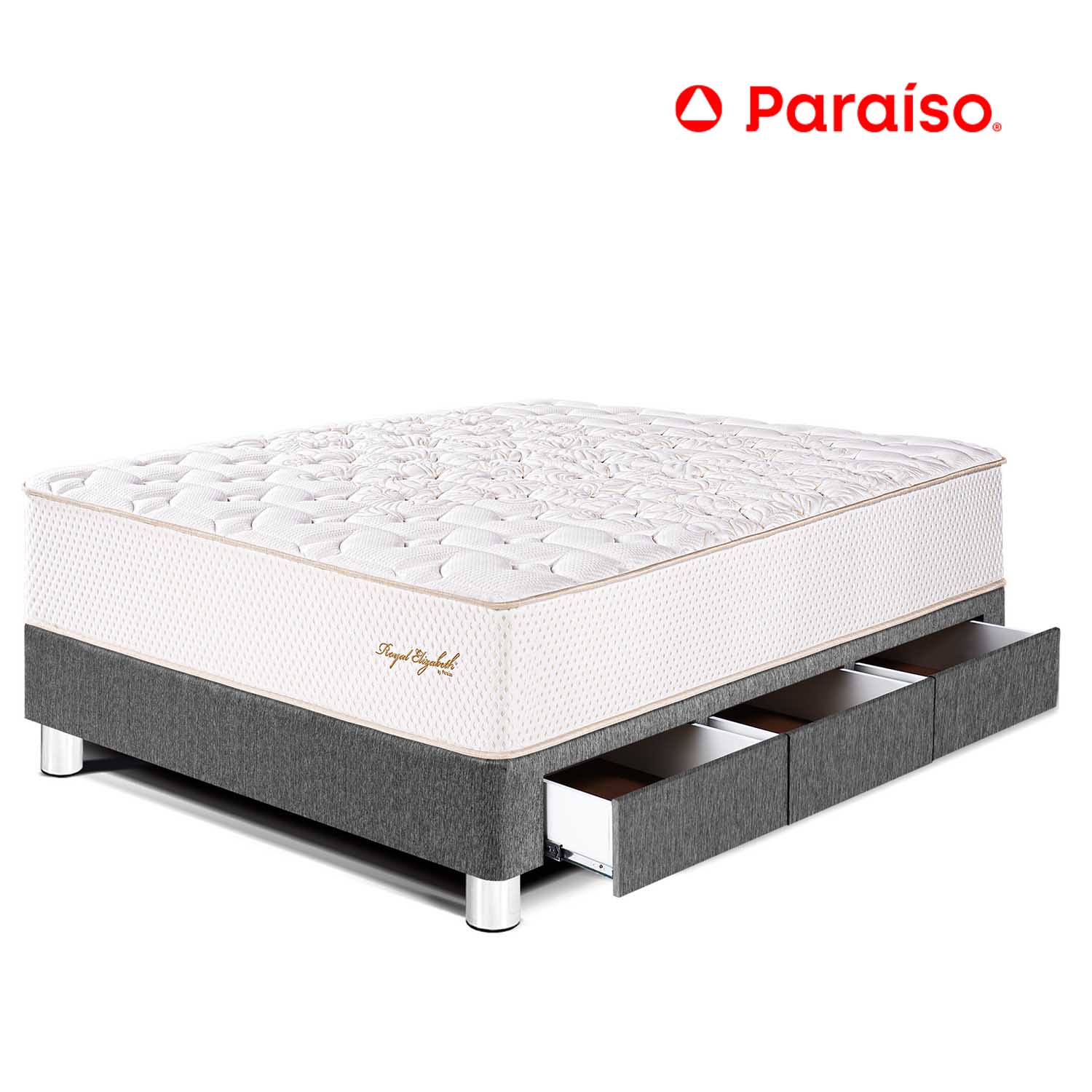 Cama Royal Elizabeth con cajones 1.5 Plazas + 1 almohada viscoelástica + protector