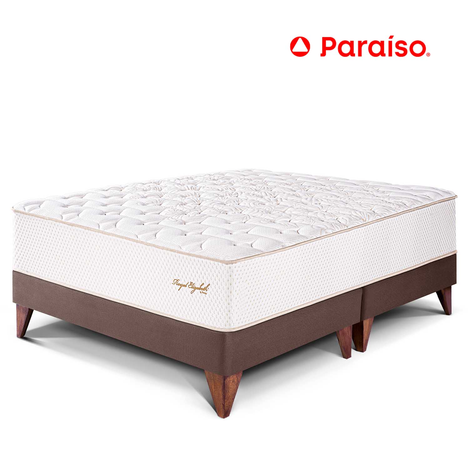 Cama Europea Royal Elizabeth Queen - Chocolate + 2 almohadas viscoelásticas + protector