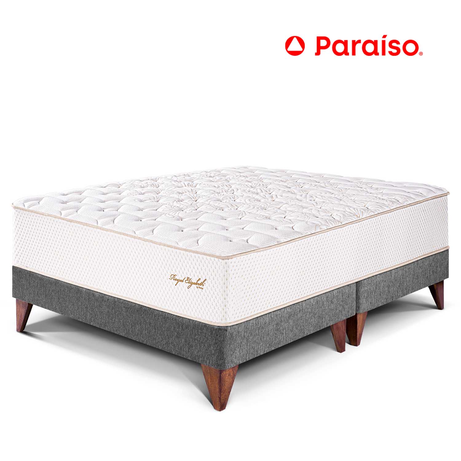 Cama Europea Royal Elizabeth Queen - Acero + 2 almohadas viscoelásticas + protector