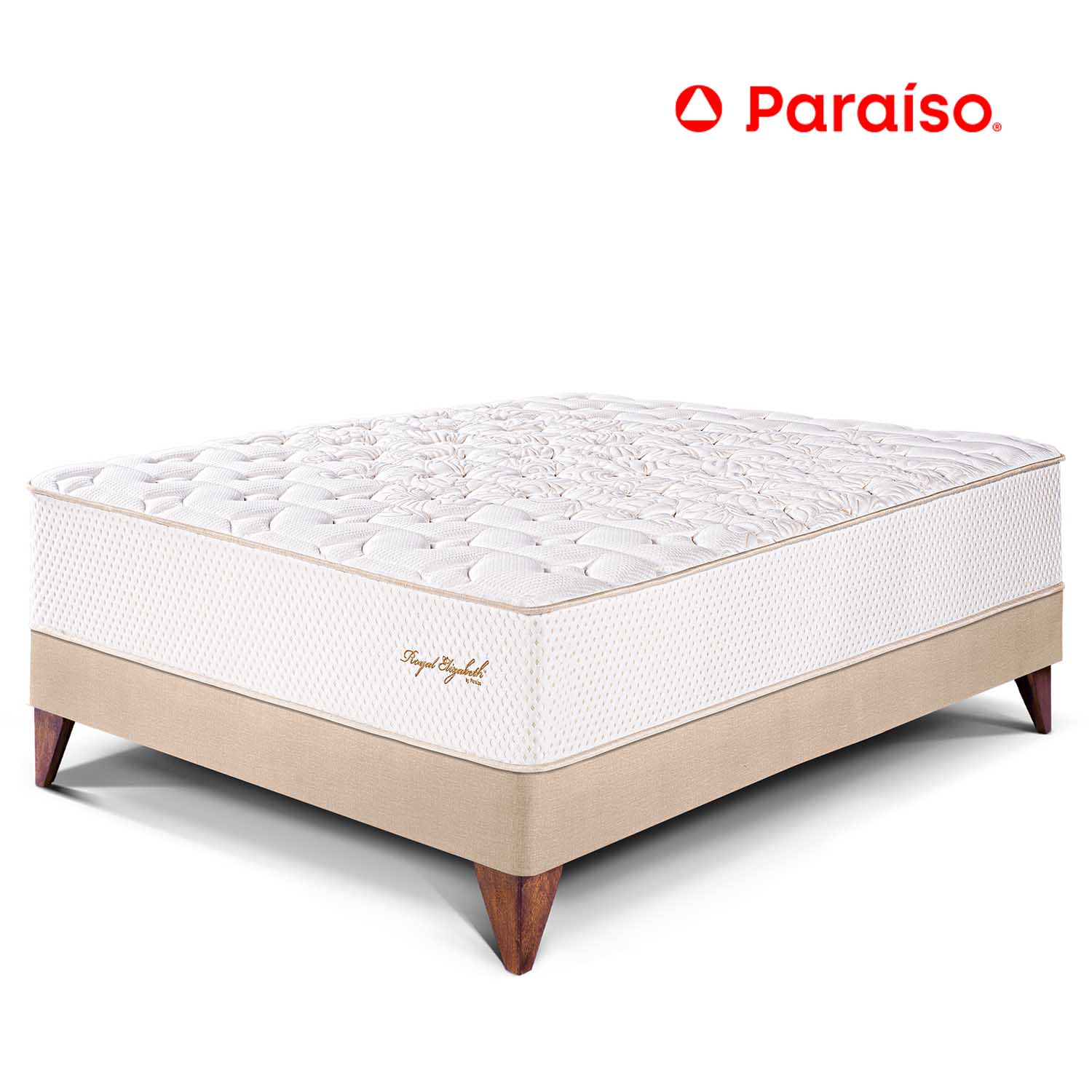 Cama Europea Royal Elizabeth 1.5 Plazas Champagne + 1 almohada viscoelástica + protector