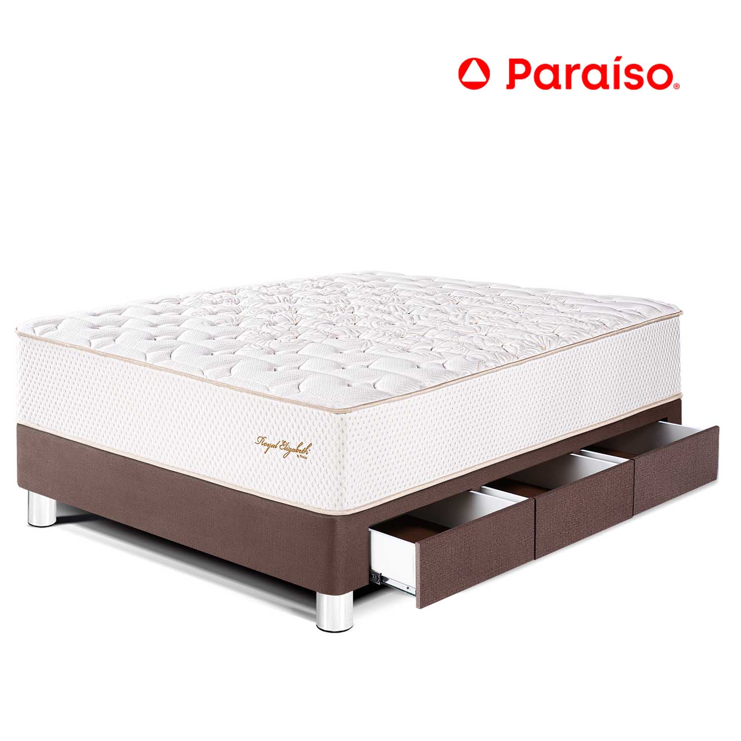 Cama Royal Elizabeth Cajones 1.5 Plazas Chocolate + 1 almohada viscoelástica + protector
